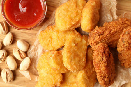 Concept of Super bowl snacks close upの写真素材