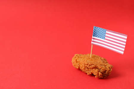Fried wing with American flag on red backgroundの写真素材