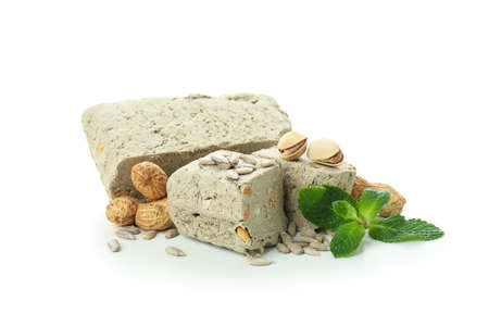 Halva with nuts isolated on white background