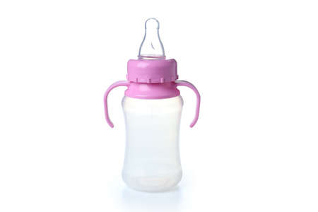 Concept of baby food with powdered milk isolated on white background