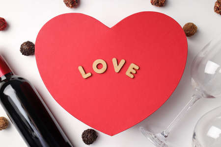 Happy Valentine day composition, close up, top viewの写真素材