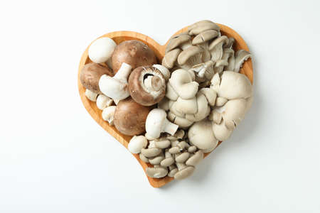 Concept of tasty food with mushroom on whiteの写真素材