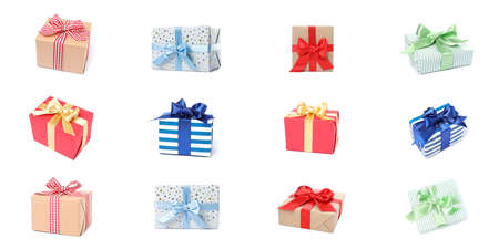 Set of gift boxes isolated on white background