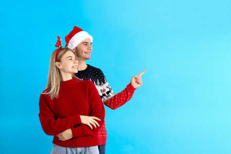 Cute and happy couple isolated on white backgroundの写真素材