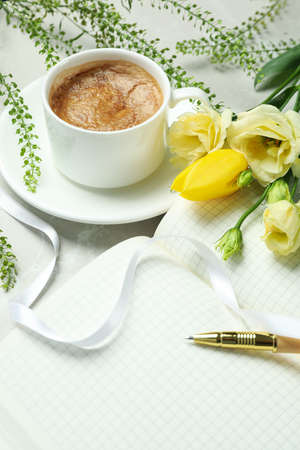Hello spring concept on light background, close upの写真素材
