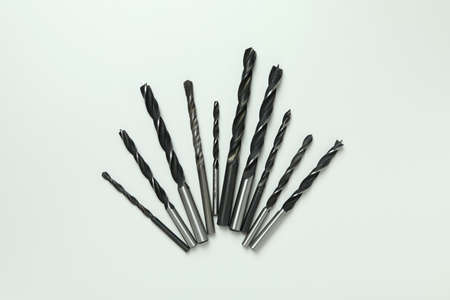 Set of drills on white background, close upの写真素材