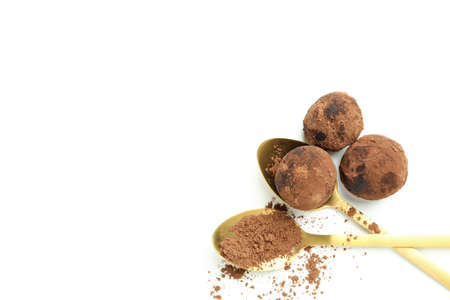 Concept of sweets with truffles on white backgroundの写真素材