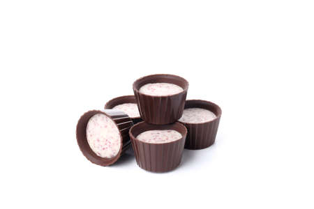 Sweet chocolate candies isolated on white background