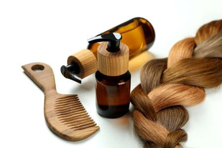 Concept of hair care on white backgroundの写真素材