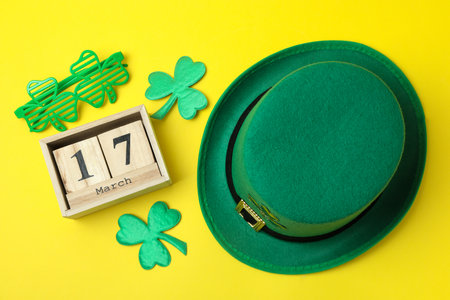 Various accessories for St.Patrick's Day, top viewの写真素材
