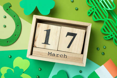Various accessories for St.Patrick's Day, top viewの写真素材