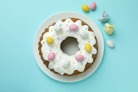 Concept of tasty Easter food, top view