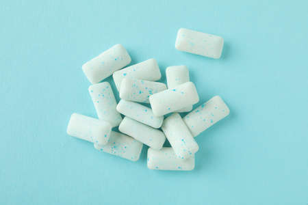 Concept of chewing or bubble gum, close up
