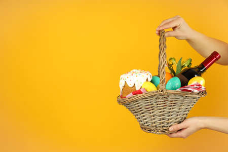 Concept of Easter food, space for text
