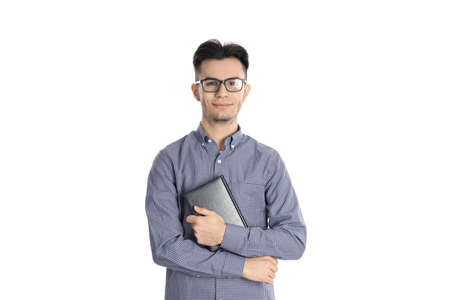 Attractive guy in shirt isolated on white background
