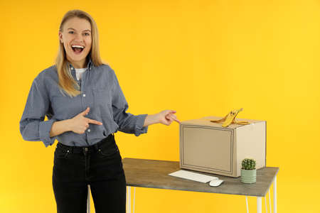 Concept of April Fool's Day on yellow background
