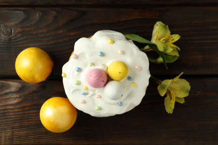 Concept of tasty Easter food, top view