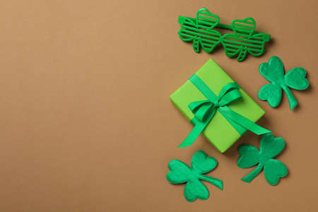 Different St.Patrick's Day accessories, space for textの写真素材