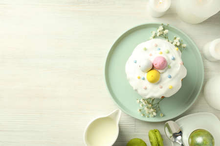 Concept of Easter food, space for text