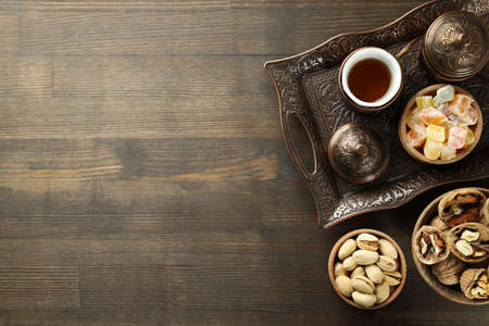 Concept of Ramadan food, space for text
