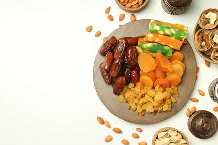 Concept of Ramadan food, space for text