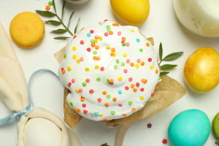 Concept of tasty Easter food, top view