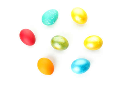 Beautiful Easter eggs isolated on white background
