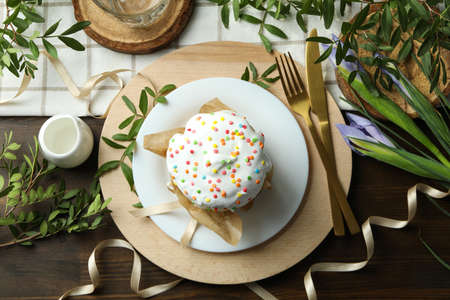 Concept of tasty Easter food, top viewの写真素材