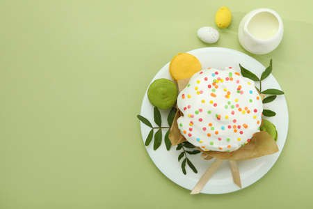 Concept of Easter food, space for textの写真素材