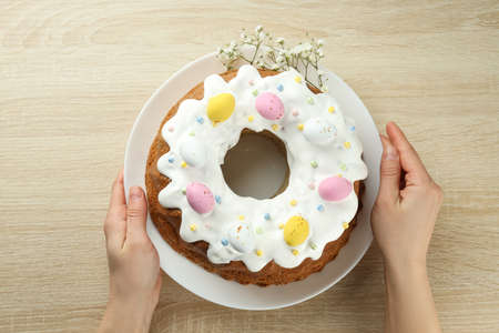 Concept of tasty Easter food, top viewの写真素材