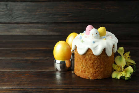 Concept of Easter food, space for text