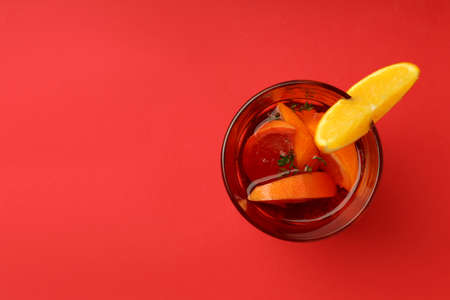 Concept of alcohol drink with Sangria, space for text