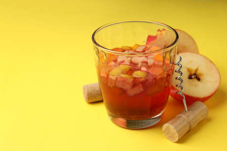 Concept of alcohol drink with Sangria, space for text