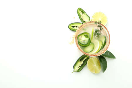 Concept of drink with Jalapeno cocktail, space for textの写真素材