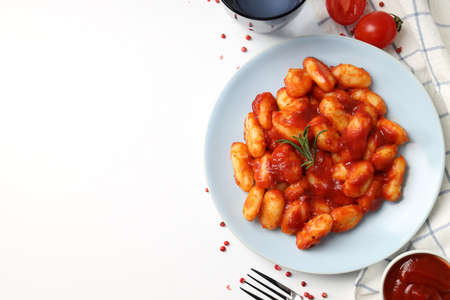 Concept of tasty food with gnocchi, space for textの写真素材