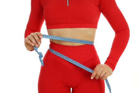 Concept of weight loss isolated on white backgroundの写真素材