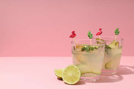 Concept of drink with Jalapeno cocktail, space for text