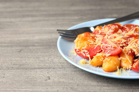 Concept of tasty food with gnocchi, space for textの写真素材