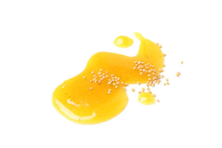 Mustard honey sauce isolated on white backgroundの写真素材