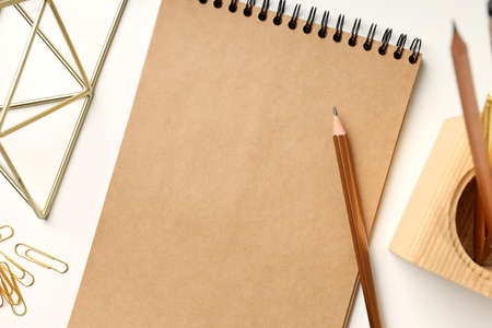 Concept of accessories for office or study, space for textの写真素材