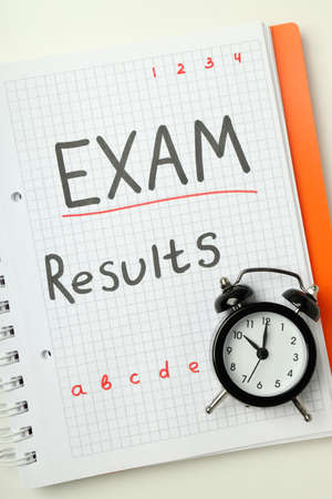Concept of exams and tests, top viewの写真素材