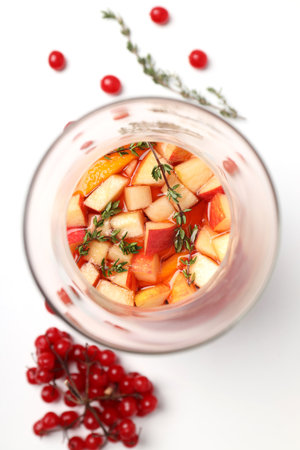Concept of drink with Sangria, top viewの写真素材