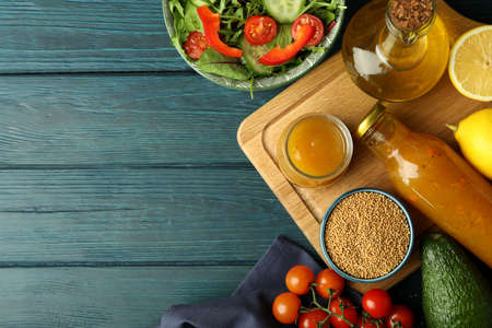 Concept of tasty food with sauce, space for textの写真素材