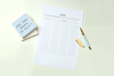 Concept of exams and tests, top viewの写真素材