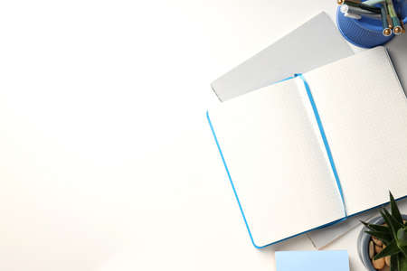 Concept of accessories for office or study, space for textの写真素材