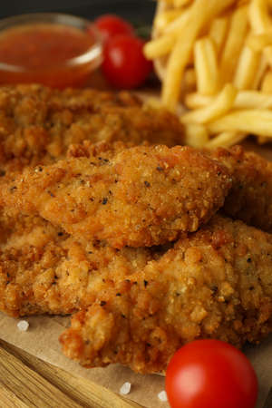 Concept of tasty food with Chicken strips, close upの写真素材