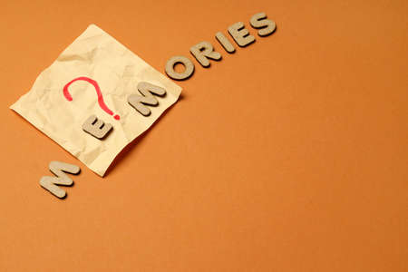 Concept of problems with memory, amnesia, space for textの写真素材