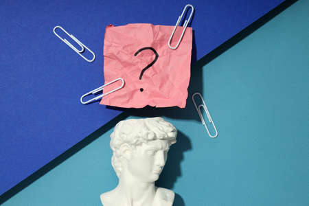 Concept of problems with memory, amnesia disease on two tone background