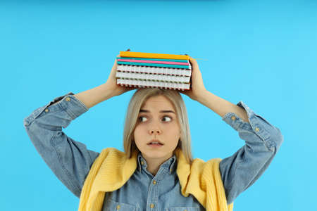 Concept of preapring to exams and tests with student girlの写真素材