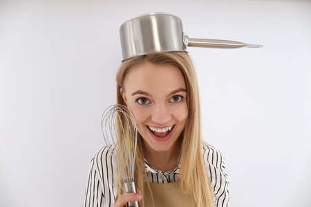 Concept of cooking with young attractive womanの写真素材